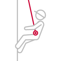 Fall arrest suspension D-ring placement icon